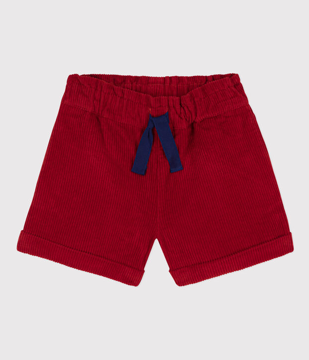 Short en velours c&ocirc;tel&eacute; enfant fille rouge