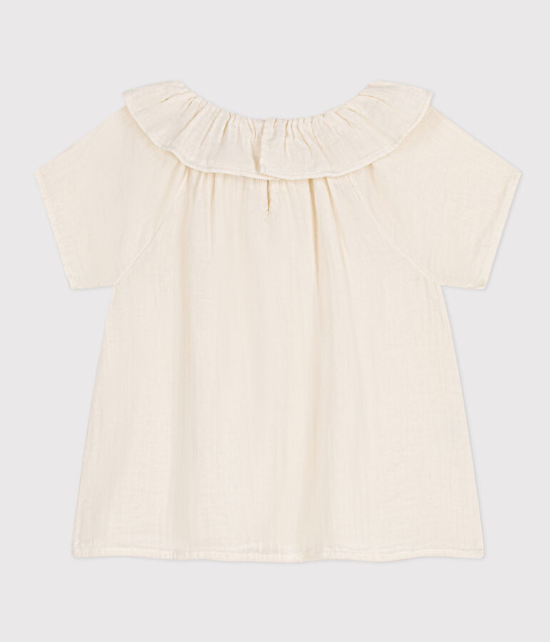 Blouse en gaze de coton enfant fille blanc MARSHMALLOW