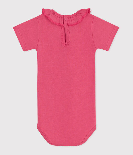 Body à manches courtes bébé en coton uni rose PEONIA