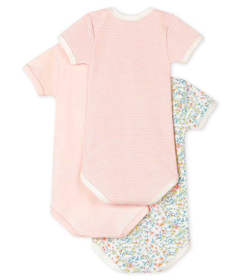 Lot de 3 bodies manches courtes pastel b&eacute;b&eacute; fille multicouleur