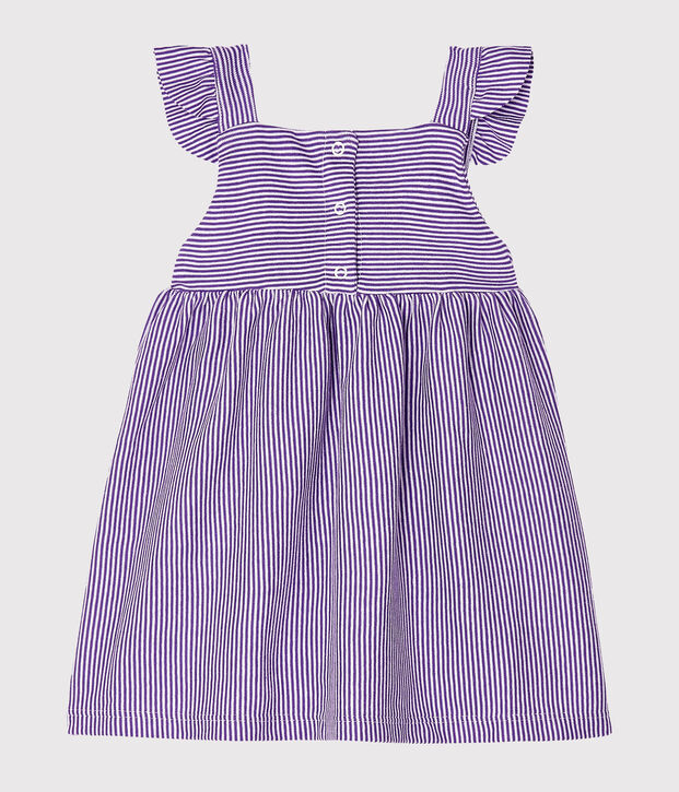 Robe b&eacute;b&eacute; fille milleraies violet/blanc