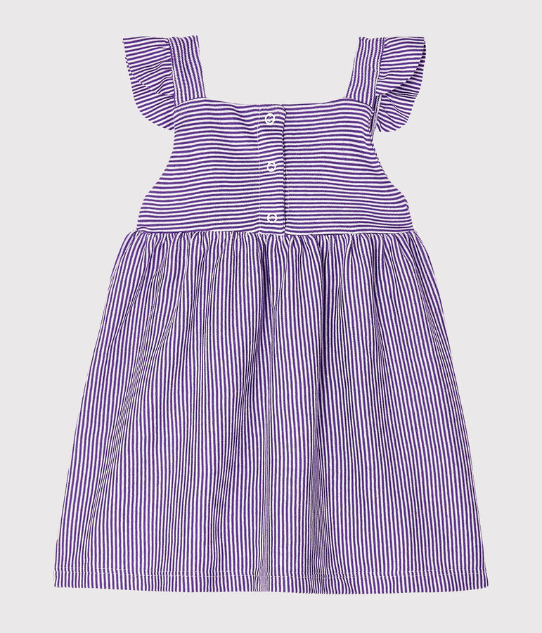 Robe b&eacute;b&eacute; fille milleraies violet REAL/blanc MARSHMALLOW