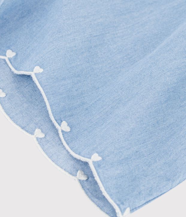 Short enfant en coton uni bleu