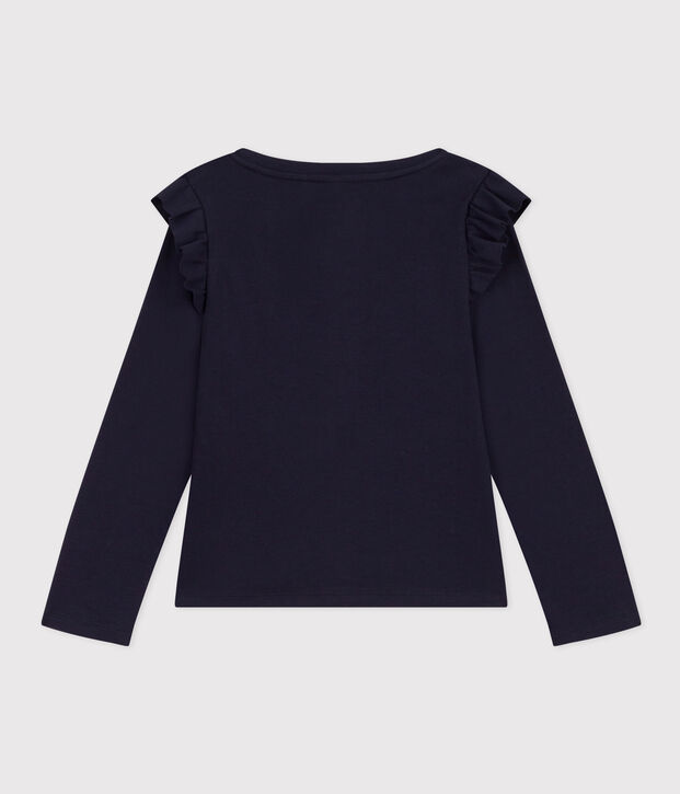 Tee-shirt manches longues en coton enfant fille bleu