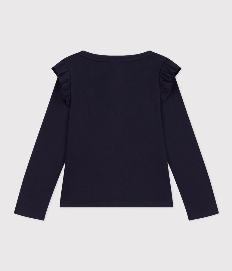 Tee-shirt manches longues en coton enfant fille bleu SMOKING