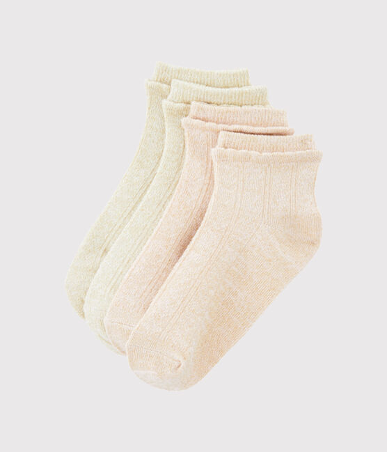 Lot de 2 paires de chaussettes enfant fille blanc MARSHMALLOW/rose MINOIS