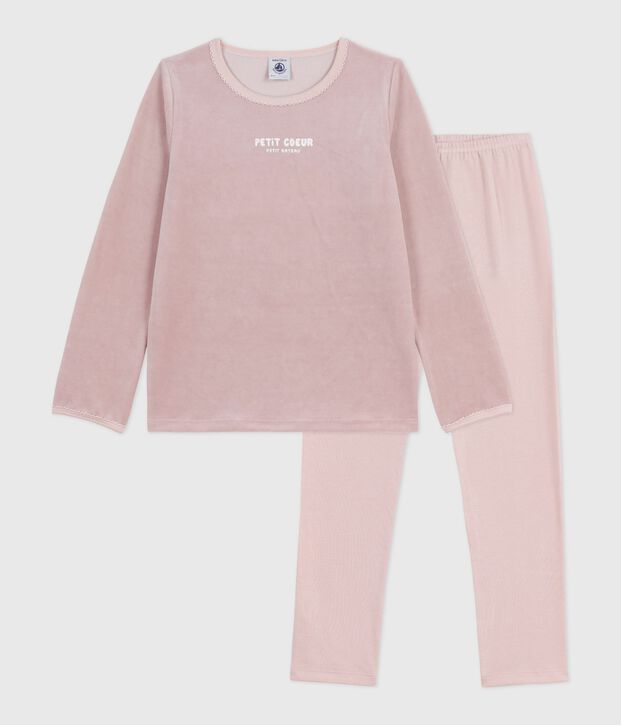 Pyjama en velours enfant rose/multicouleur