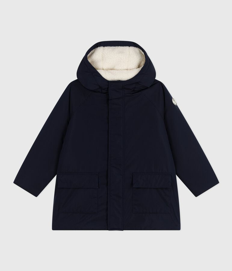 Parka enfant mi-longue unie bleu SMOKING