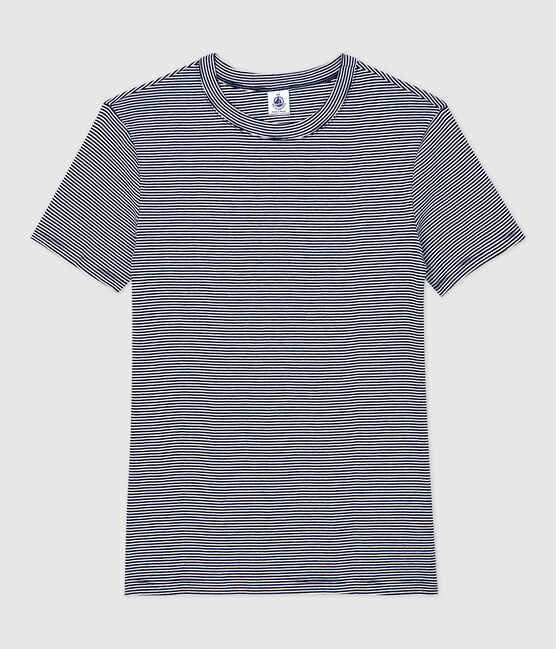 Tee-shirt L'ICONIQUE col rond en coton bio Femme bleu SMOKING/blanc MARSHMALLOW