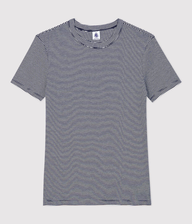 Tee-shirt L'ICONIQUE col rond en coton bio Femme bleu/blanc