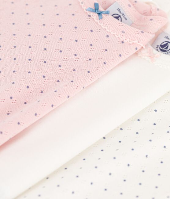 Lot de 3 bodies manches longues à pois bébé fille en coton biologique variante 1