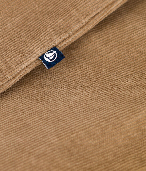 Combinaison longue b&eacute;b&eacute; en velours uni beige