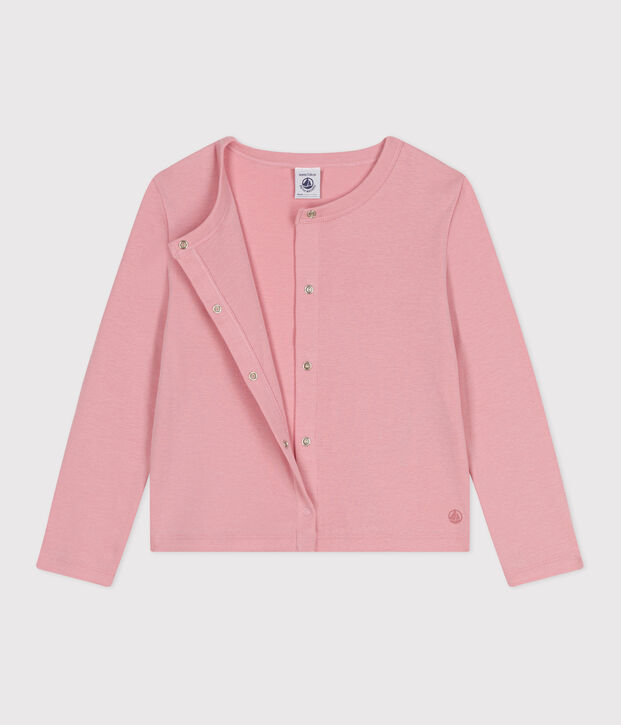 Cardigan enfant en coton uni rose