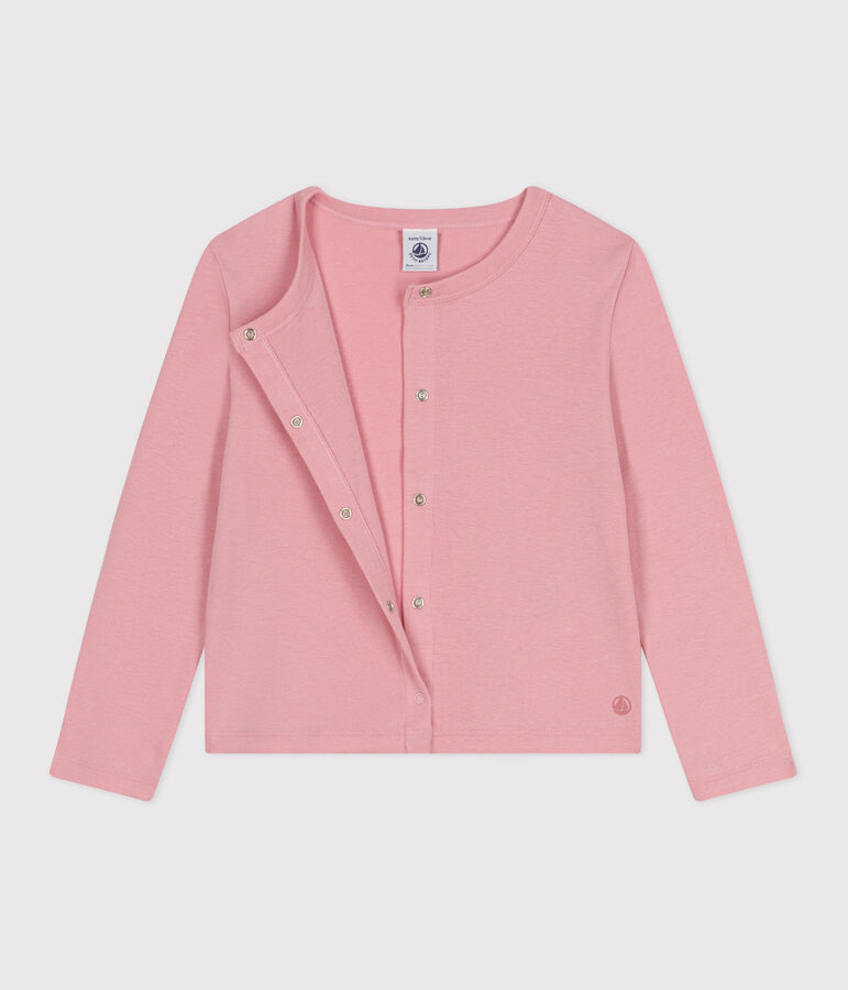 Cardigan enfant en coton uni rose CHARME