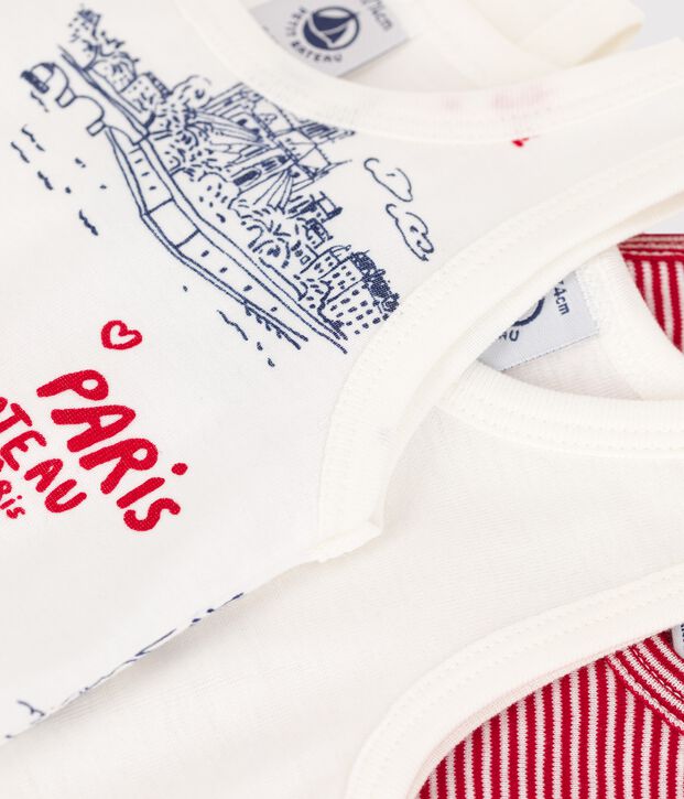 Lot de 3 bodies sans manches Paris b&eacute;b&eacute; en coton multicouleur