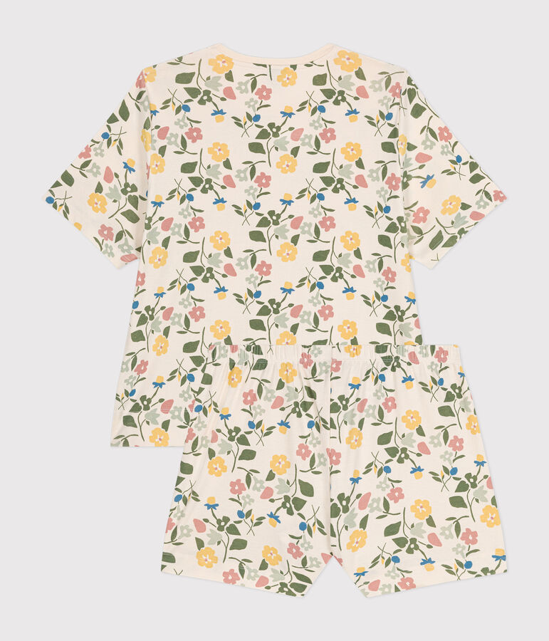 Pyjama short et tee-shirt en coton motif floral femme blanc AVALANCHE/ MULTICO