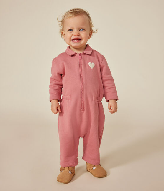 Combinaison longue en molleton bébé rose ROSEWOOD
