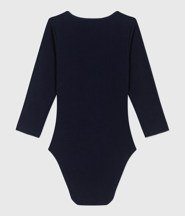 Body femme en coton manches courtes uni bleu marine