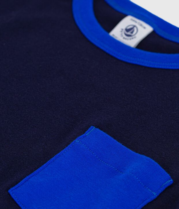 Tee-shirt enfant manches courtes en coton bleu marine