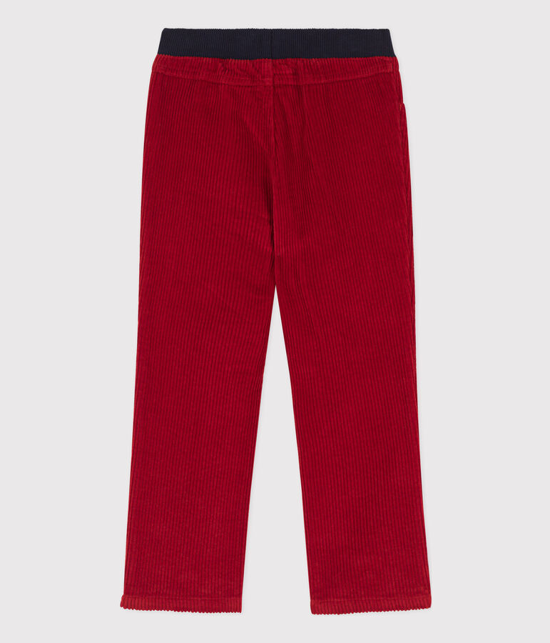 Pantalon regular en velours c&ocirc;tel&eacute; enfant gar&ccedil;on rouge
