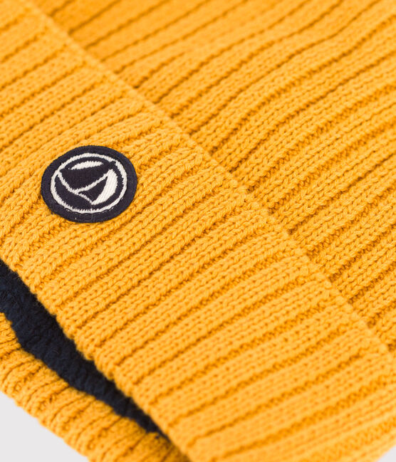 Bonnet en tricot doublé en polaire enfant garçon-fille jaune BOUDOR