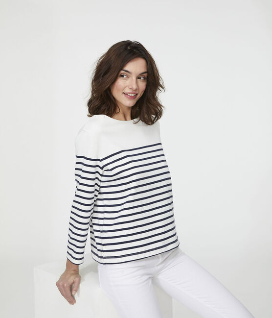 Marinière iconique femme blanc MARSHMALLOW/bleu SMOKING