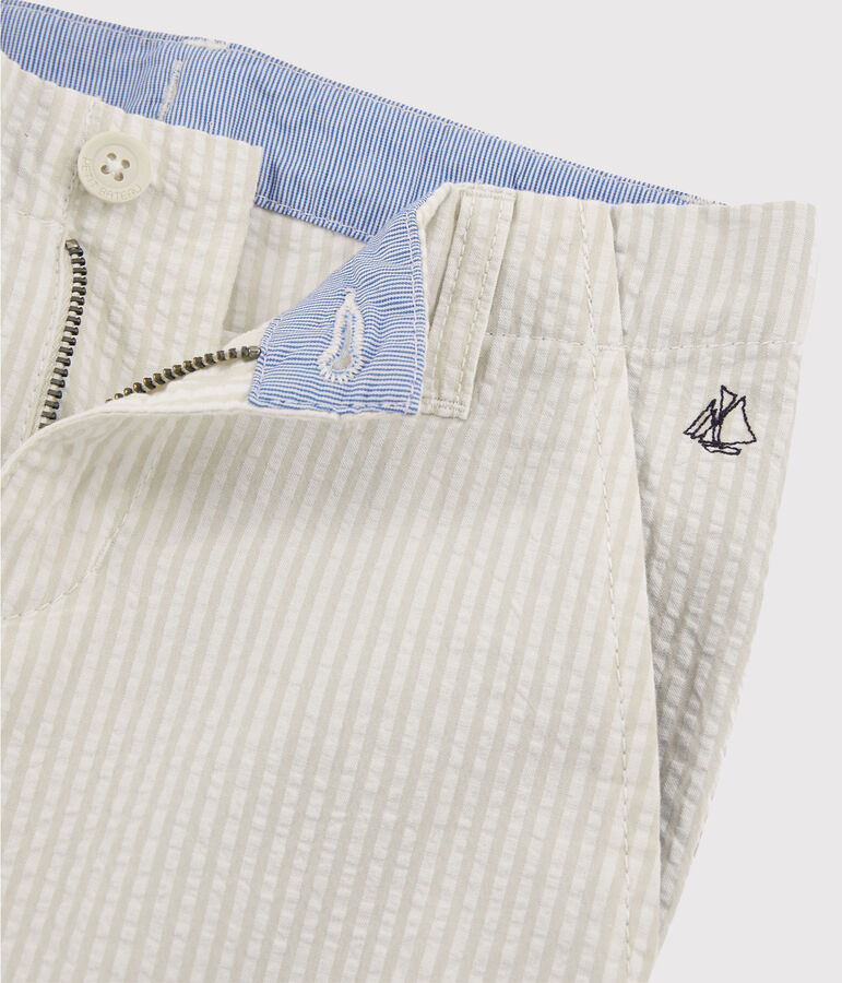 Bermuda enfant gar&ccedil;on beige/blanc