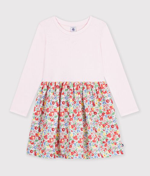ROBE ENFANT EN COTON MANCHES LONGUES À FLEURS