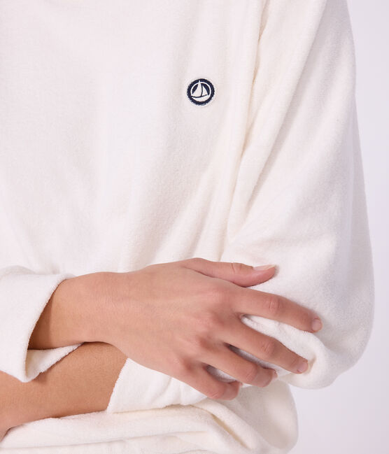 Pyjama femme en coton éponge uni écru MILK