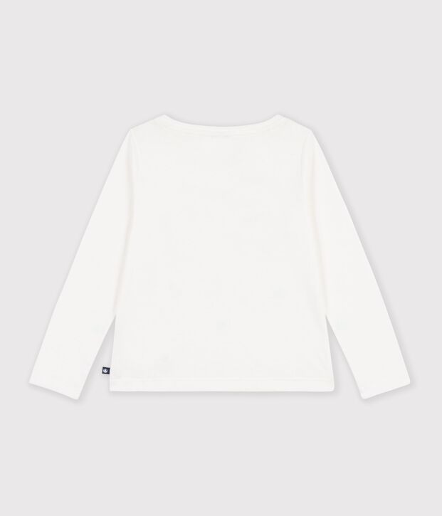 Tee-shirt enfant manches longues &agrave; motif c&oelig;ur blanc