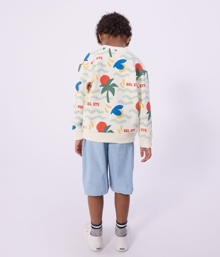 Sweatshirt enfant en coton imprim&eacute; &eacute;cru/multicouleur
