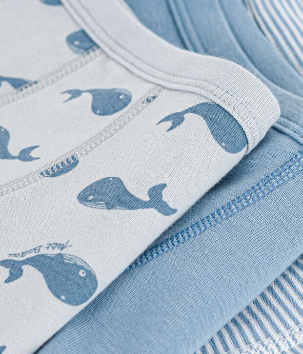 Lot de boxers enfant en coton &agrave; ceinture collet&eacute;e imprim&eacute; baleine multicouleur