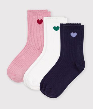 3 paires de chaussettes enfant en coton motif cœur