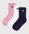 3 paires de chaussettes enfant en coton motif c&oelig;ur multicouleur