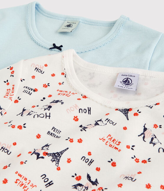 Lot de 2 tee shirts manches courtes imprimé Paris petite fille en coton biologique variante 1