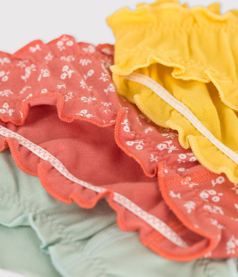 Lot de 3 culottes volant&eacute;es fleuri petite fille en coton multicouleur