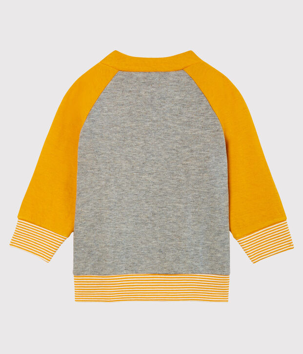 Cardigan zipp&eacute; b&eacute;b&eacute; gar&ccedil;on en tubique gris/jaune