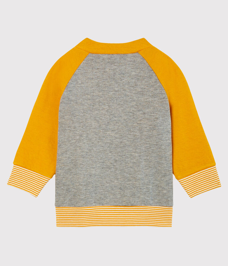 Cardigan zipp&eacute; b&eacute;b&eacute; gar&ccedil;on en tubique gris SUBWAY/jaune BOUDOR
