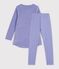 Chemise de nuit et legging enfant en velours violet/blanc
