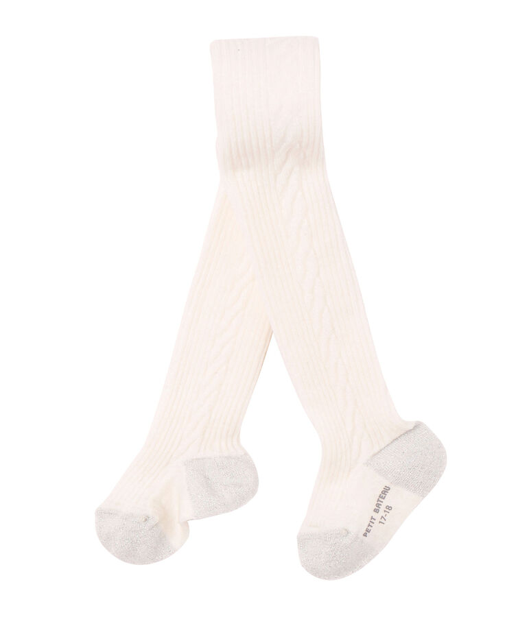 Collant fille en laine m&eacute;lang&eacute;e beige COQUILLE