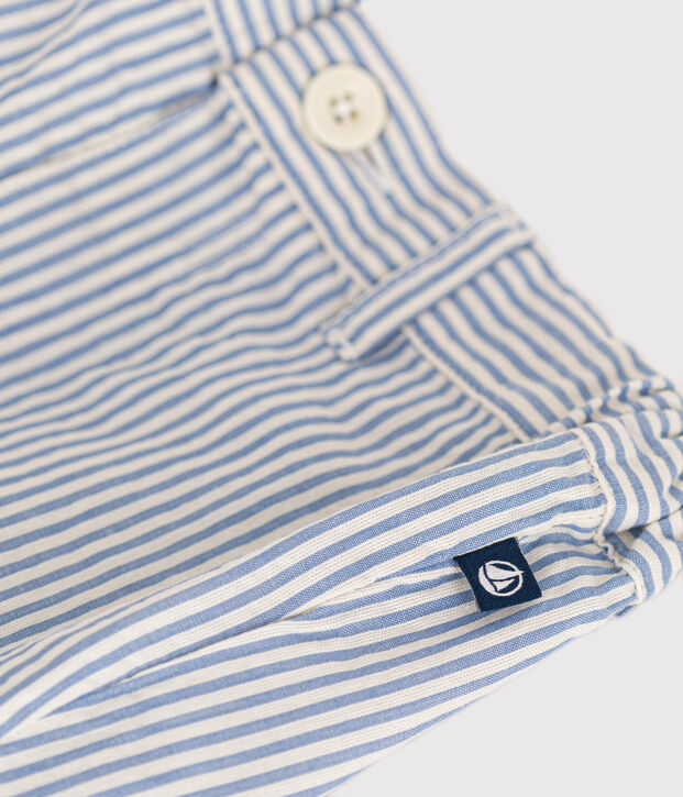 Short en seersucker b&eacute;b&eacute; bleu/blanc