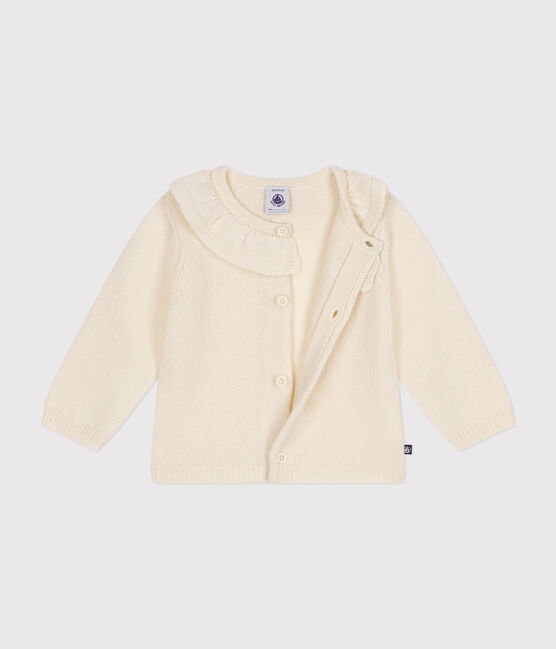Cardigan à collerette en tricot contenant de la laine écru AVALANCHE