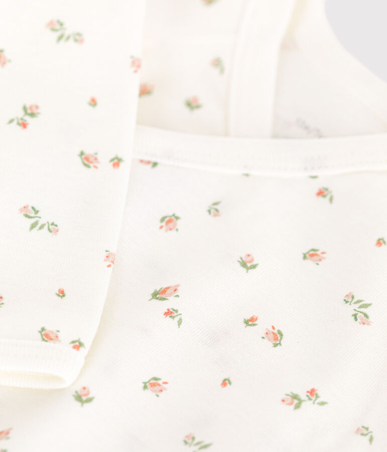 Body crois&eacute; manches longues en coton b&eacute;b&eacute; blanc MARSHMALLOW/ SALINE