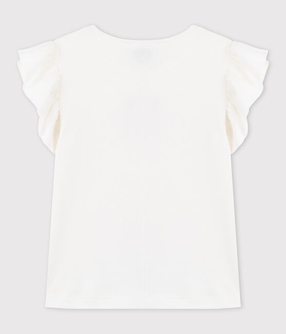 Tee-shirt manches courtes en coton enfant fille blanc MARSHMALLOW