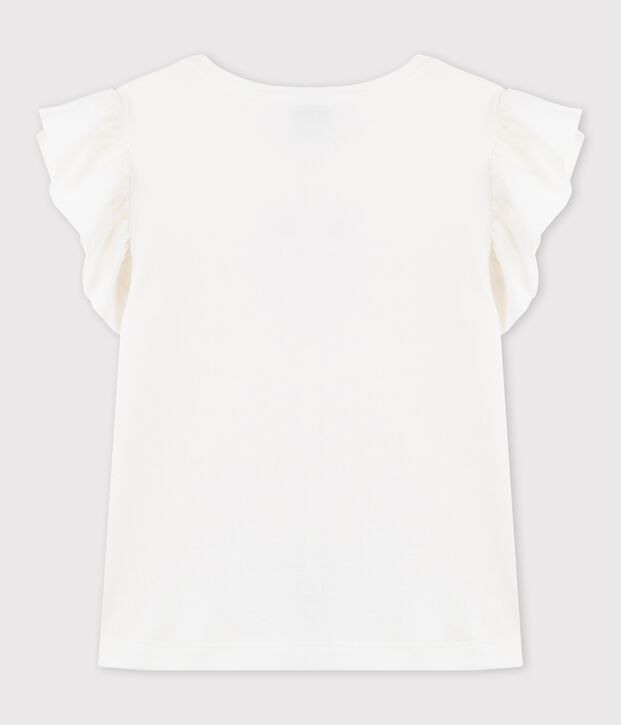 Tee-shirt manches courtes en coton enfant fille blanc