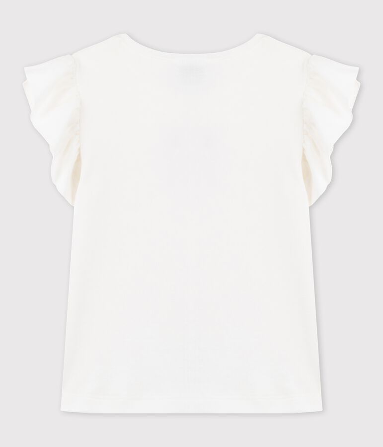 Tee-shirt manches courtes en coton enfant fille blanc MARSHMALLOW
