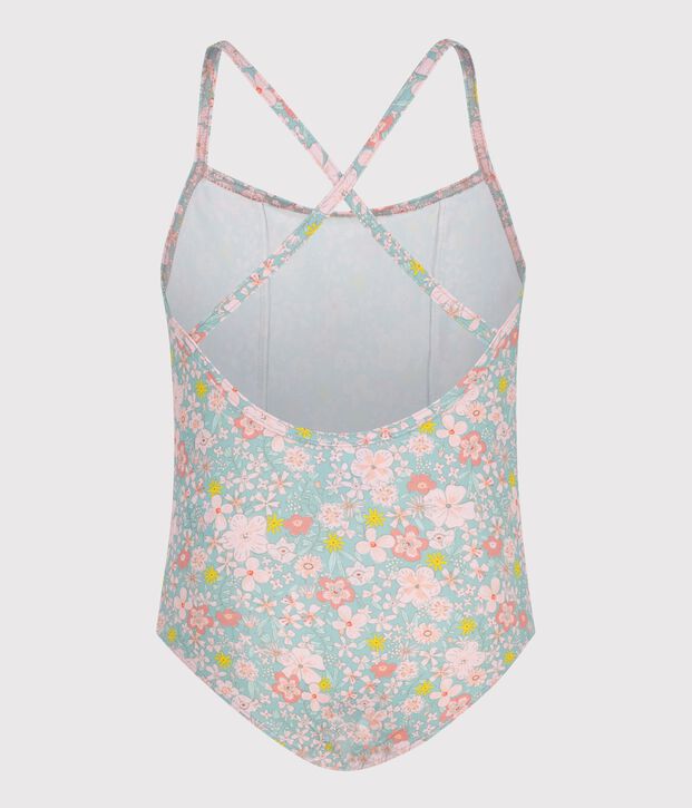 Maillot de bain une pi&egrave;ce enfant fleuri bleu/multicouleur