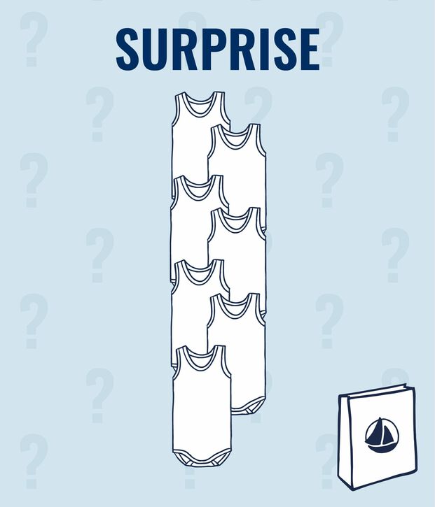 Lot surprise de 7 bodies sans manches b&eacute;b&eacute; gar&ccedil;on multicouleur