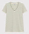 Tee-shirt Le Droit col V en coton rayé femme AVALANCHE/ CROCO