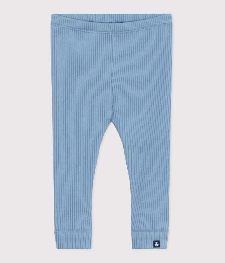 Legging b&eacute;b&eacute; en coton uni bleu ADRIATIC